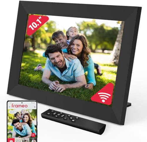 Frameo WiFi Digital Picture Frame 10.1 inch | 32GB Storage, Touchscreen, Auto Rotate, Motion Sensor, Weather and Calendar Digital Frame, Memory Card Slot, Remote | CLICKid SNAP10 Digital Photo Frame