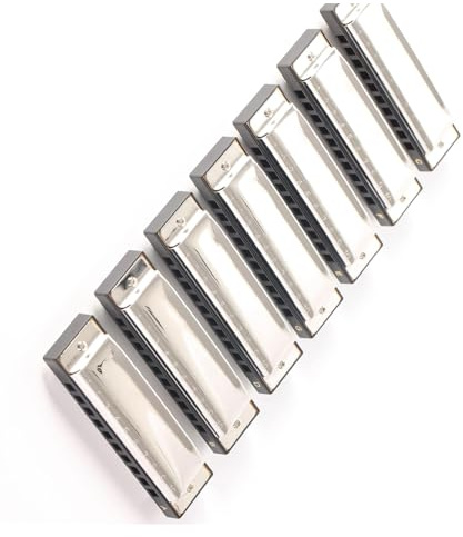 7-teiliges exquisites diatonisches Mundharmonika-Set, Blues-Harfe, Edelstahl-Bezugsmaterial