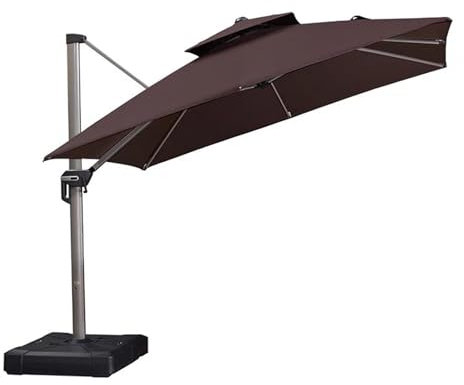NRNQMTFZ Sombrilla de Terraza Exterior Parasol Grande,Sombrilla Playa Grande Antiviento Ultrarresistente,Inclinable y Regulable en Altura,para Terraza Piscina Patio Exterior(Square,Coffee Color)
