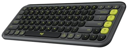 Logitech POP ICON Keys Wireless Bluetooth Keyboard, Comfortable Typing, Programmable Keys, Easy-Switch Between up to 3 Devices, for Laptop, Tablet, PC – Graphite and Green