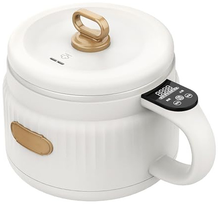 FfiMe Cuociriso Piccolo, Cuociriso Portatile, Pentola Elettrica Fornello Elettrico da 1,8 Litri, Sei modalità, Pentola Antiaderente, Cuoci Pasta per Dormitorio da Viaggio 1-2 Persone