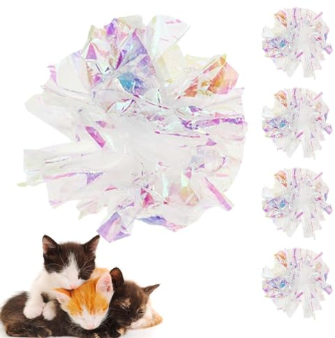 Boule sonore en Papier pour Chat, Jouet à gratter en Papier pour Chat - 5 pièces, Jouet interactif Brillant en Papier sonore, Jouet pour Chat au Design léger, Facile à Transporter, pour Que Les Chats