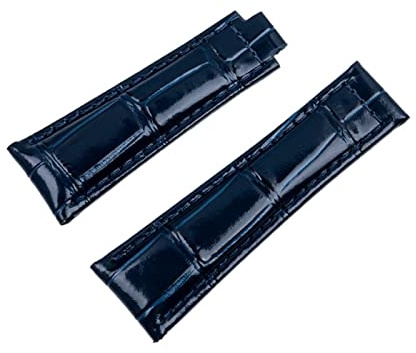 Svapo 20 mm weiches italienisches Rindsleder-Uhrenarmband, Lederarmband, geeignet für Rolex-Armband Daytona Submariner DEEPSEA GMT OYSTERFLEX-Gürtel(Blue,Middle Gold Buckle)