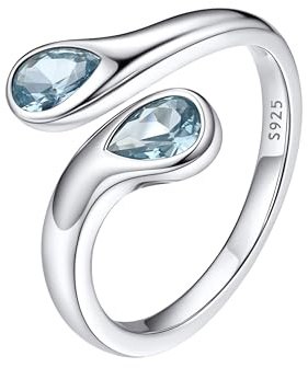 Bestyle Ringe Sterling Silber 925 Damen Verstellbare mit Geburtsstein | Silber/Gold Offen Damenring Verlobungsring Promise Ringe Anti Stress Ring Geburtstags Geschenk für Frauen