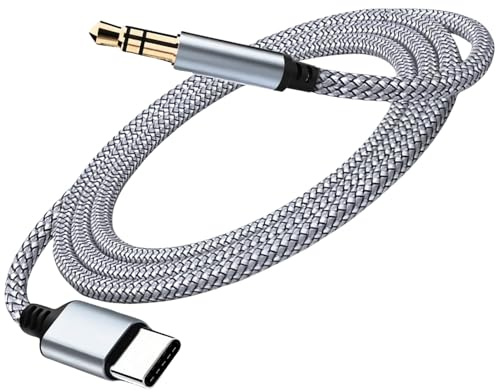 Câble Jack USB C 1.2M,Type C Adaptateur Aux 3,5 mm 1.2M, Rallonge Audio Auxiliaire Stéréo pour Voiture, Casque, Compatible avec Samsung Galaxy, iPhone, iPad, Smartphones et Tablettes