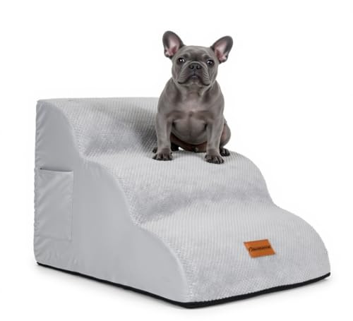 Pawesome - Hundetreppe - Hunderampe 3 Stufen - Hundetreppe für Kleine Hunde - Haustiertreppe - Waschbar - Katzentreppe - 40cm hoch