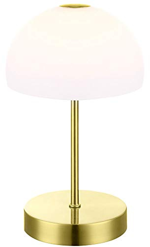 Nachttischlampe Touch Touch Lampe Nachttisch Tischlampe mit Touchfunktion, Glas opal Metall in messing, 1x LED 5W 400Lm warmweiß, DxH 15 x 27 cm