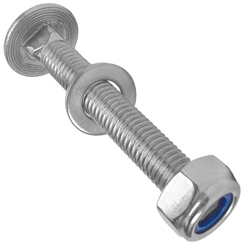 100 Stück Schlossschrauben M6x12 mit Unterlegscheiben und Sicherungsmuttern selbstsichernd Edelstahl A2 WIBTEC®