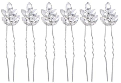 6 Stück Haarschmuck Hochzeit Set, Hochzeit Haarnadeln Braut Kristall Haarsp, U-Förmige Haarschmuck Braut für Braut Damen Mädchen