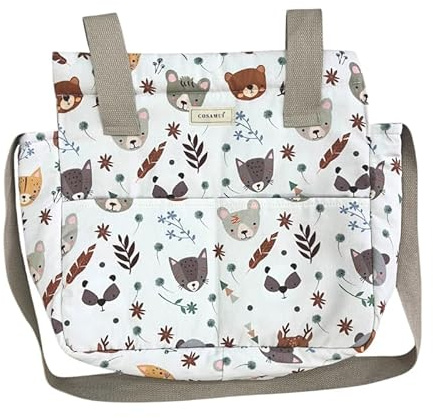 Cosamui Bolso para Carro de bebé de Paseo - Universal - Gran Capacidad - Bolsillos Exterior e Interiores (Animales del Bosque)