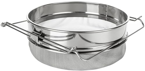 Honey Sieve - Stainless Steel Double Sieve Strainer with Fine Mesh | Double Layer Honey Harvesting Equipment | Multifunctional Beekeeping Supplies, Honey Bee Tools for Butter Frying Oil Soy Milk
