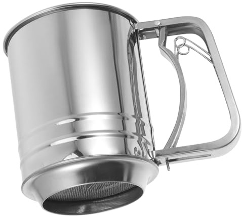 iplusmile Colador Manual De Harina Acero Inoxidable Tamaño Mediano Filtro De Malla Fina Cedazo De Repostería para Cocina y Horno Herramienta De Horneado