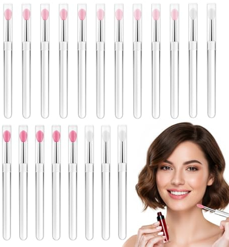 20Pcs Lip Brush for Lipstick, Silicone Lip Mask Spatula Brush with Cap Lip-Gloss Applicators Wands for Makeup, Perfect for Lipstick & Lipbalm, Multi-purpose Tool & Easy to Use