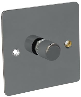 Axiom LED Dimmer Switch, Black Nickel, 150W Single Gang, 2-Way Flat Plate Design, Metal Construction, 8.6x8.6cm, Type G Connection, 220V-240V