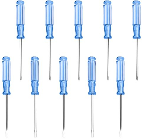 Xindojuz 5 Pcs Small Flat Head Screwdriver, 5 Pcs Mini Phillips Screwdrivers, 4.92 Inches Length Tiny Pocket Slotted Screwdriver Set for Small Appliances Repair Eectrician Mechanic (Blue)