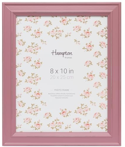 Hampton Frames Cadre photo 20x25 cm rose en bois, style shabby chic, ouverture en verre, pose murale ou sur table, format portrait ou paysage, décoration