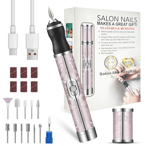 YIQILAIYA Ponceuse pour Ongles Professionnelle Rechargeable Vitesse Réglable, Kit Ongle Semi Permanent, 12 en 1 Lime a Ongle Electrique Sans Fil Avec LED écran Numérique pour Salon et Maison