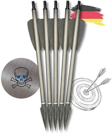 S&K - 5X Carbon Bodkinpfeile extrem, Alunocken, 7,5 für Cobra Adder, R9, RX, R10 – Made in Germany – Hochpräzise Armbrustbolzen mit Jagdbodkin & Aluminium-Nocke – 15,8g