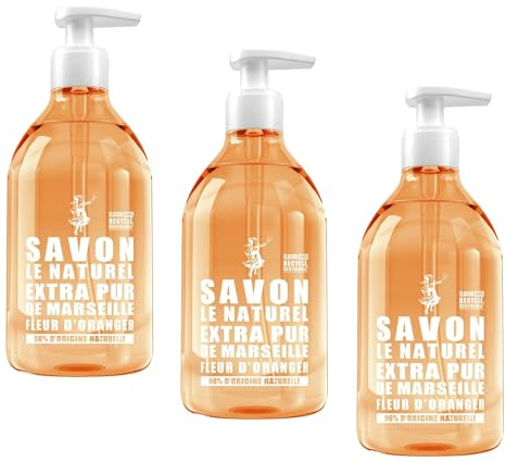 Le Naturel Savon - Extra Pur de Marseille à la Fleur d'Oranger - 500 ml - Lot de 3