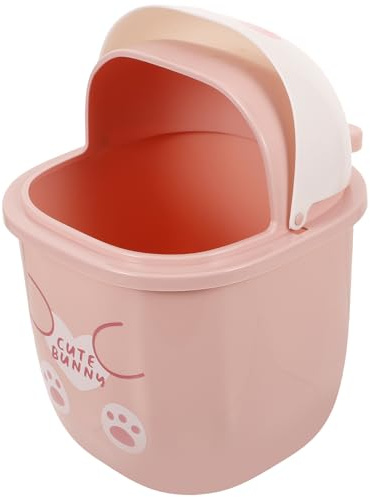 ULTECHNOVO Mini Poubelle de Bureau en Plastique Couvercle, Petite Poubelle de Table Blanche Motif Lapin, Compacte et Pratique pour Bureau, Chambre ou Espace de Travail, 1 Style Aléatoire