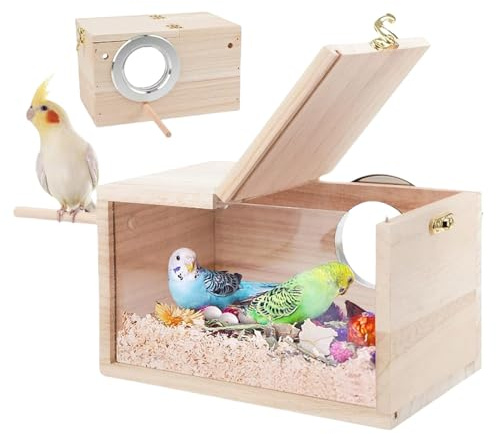yanzisura Wellensittich Nistkasten Transparentes Vogelnest Brutkasten Mit Sitzstange Sittich Nistkasten Wellensittich Zuchtbox Natürliche Vogel Zuchtbox Brutkasten Für papageiane Mit Stehstange