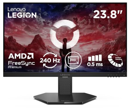 Lenovo Legion 24-15 Gaming Monitor 23.8 | IPS FHD | 240Hz, 0.05 ms, 16:9 | 99% sRGB | 2x HDMI 2.1, DisplayPort 1.4 | Tilt, Swivel, Pivot, Height Adjust Stand | Raven Black