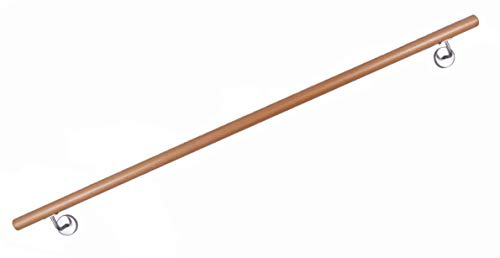 Handlauf Buche, lackiert, mit stabilen Halter aus Edelstahl, 36 Längen zur Auswahl ! (1.10m)