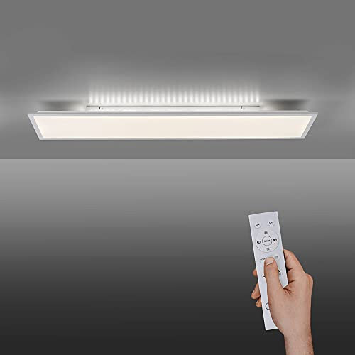 SellTec LED Panel dimmbar 120x30cm, Decken-Lampe mit indirekter Deckenbeleuchtung | Farbtemperatur mit Fernbedienung einstellbar, warmweiss - kaltweiss | Decken-Leuchte flach Wohnzimmer Küche Flur