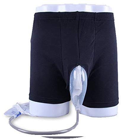 WGE Männliche Inkontinenz Wiederverwendbare Tragbare Unterhose Komfort Atmungsaktiv Urinal System Mit Sammlung Urin Tasche,XL