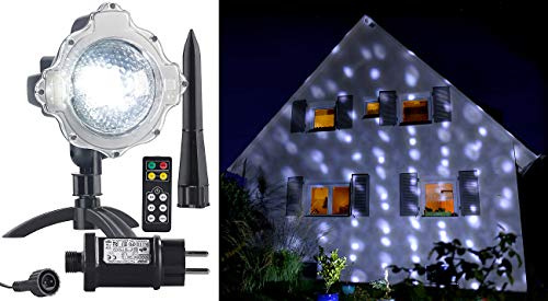 Lunartec Schnee Projektor: LED-Kugellampe mit Schneefall-Effekt und Ausschalt-Timer, weiß, IP44 (Schneefall Projektor, Weihnachtslampe mit Schnee, Party)