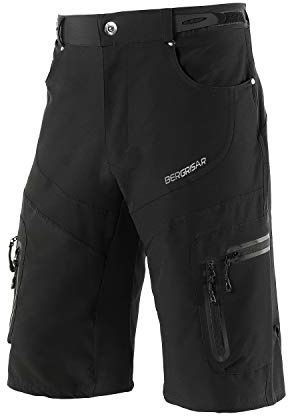 BERGRISAR MTB Hose Herren Kurz Fahrradhose Radlerhose Loose-fit mit 6 Tachen, Atmungsaktiv & Wasserabweisend