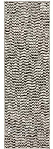 BT Carpet Nature Läufer In- und Outdoor – Schlingen Küchenläufer Rutschfest Flachgewebe Kurzflor Woll-Optik Fineloop Küchenteppich für Flur, Garten, Terrasse, Badezimmer – Grau Anthrazit, 80x250cm