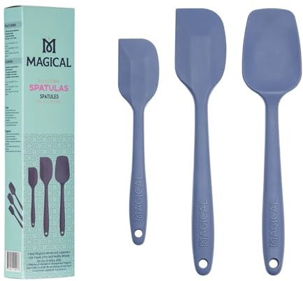 Magical Butter Silicone Spatulas 3-Pack - Heat-Resistant & Dishwasher-Safe Kitchen Tools - Spatulas & Spoonula with Non-Slip Grip - Easily Combine Ingredients & Remove Mixtures from Molds & Trays