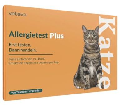 vetevo Allergietest Plus Katze - 360+ Futtermittel, Gräser & Pollen | Umfasst 38+ Mikronährstoffe, deckt Umweltallergene ab, bei Juckreiz, Niesen & Hautproblemen