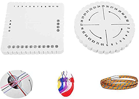 ciciglow Kumihimo Disc Plate Set, 2 pezzi di dischi intrecciati quadrati rotondi per braccialetti, collane, anelli per telefoni cellulari e corde a mano Macrame
