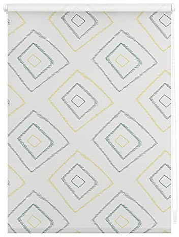 Lichtblick Klemmfix Tageslicht-Rollo mit Motiv, ohne Bohren, Blickdicht, Seitenzugrollo, Made in Germany, Julia Schumacher Stripy Boho Rectangle - Beige 120 cm x 150 cm (B x L)