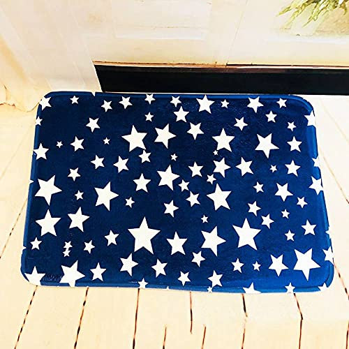 XCQZ rutschfest Badvorleger,Rutschfester Badteppich 40X60 cm Badematte Sterne Bedruckt Marineblau Weicher Saugfähiger Teppich Maschinenwaschbarer Flanellteppich Für Badezimmer Kinderzimmer