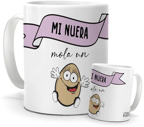 Mundohuevo Taza Café Para Regalar | Mi Nuera Mola Un Huevo | Regalo Divertido Desayuno Con Frase Graciosa | Frases Originales Navidad O Cumpleaños | Cerámica AAA de 350 ML