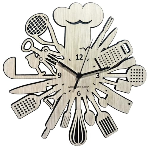 Instant Karma Clocks | Küchenuhr ➤ Wanduhr für Koch | Restaurant | Chefkoch | für Hobbyköche | Wandkunst Utensilien Design
