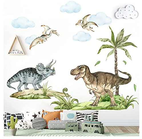 Grandora XXL Dinosaurier Wandtattoo Dino T-Rex Wandsticker für Kinderzimmer Wandaufkleber Babyzimmer selbstklebend Deko DL843-4