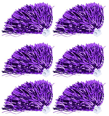 BORDSTRACT Pom Pom Cheerleader, 6 Pezzi Pompon Cheerleading in Lamina Metallica 7 Colori, per Ragazze. Bambini, Balli, Eventi Sportivi, Tifo, Party,(Viola)