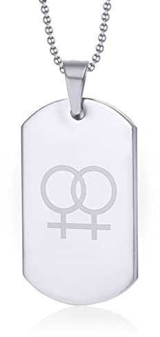 Pride Halskette Lesbian Gay Pride Halsketten Anhänger für Frauen Titan Stahl Dog Tag Schmuck