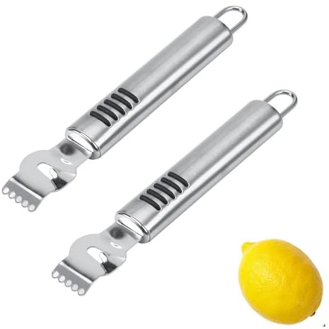 2Pcs Fruit Peelers Lemon Zester Citrus Scraper, Stainless Steel Lemon Lime Orange Peeler Lemon Zest Peeler for Cocktails Kitchen Bar Tool