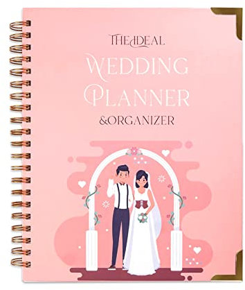 BIGWHEAT88 Der Ideale Hochzeitsplaner & Organisator Spiralblock Liniertes Notizbuch Perfekt für die Detaillierte Planung Zukünftiger Paare,Pink,A4(280 * 210mm)