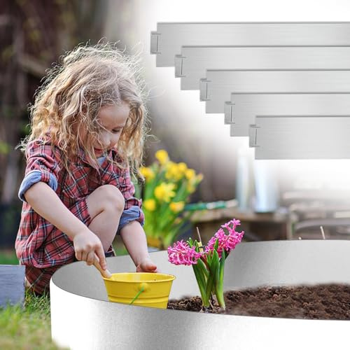 Jopassy Bordure de Jardin,5m Bordure Jardin,Hauteur 15cm Bordure d'herbe en métal,Bordure de lit galvanisé plié Librement,Bordure Jardin Exterieur