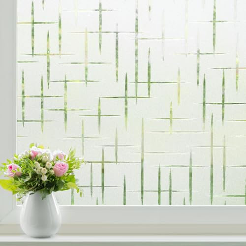Homein Fensterfolie Blickdicht Sichtschutzfolie Fenster Milchglasfolie Kreuz 90x300cm, Selbstklebend Selbsthaftend Klebefolie Glasfolie für Bad, Duschkabine & Glastüren mit Sichtschutz Blickschutz