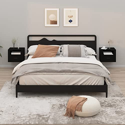 SHUJING Wand-Nachttische 2 STK Nachtschrank, Nachtkonsole, Bedside Tables, Nachtkästchen, Beistellschrank, Nightstand, Nachtkommode, Schwarz 50x36x40 cm