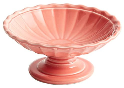 XNSHUN Dessertschalen Mit Fuß Salatschüssel Keramik, Schale Mit Gewellten Rändern, Dessertschale, Glasschale, Salatschüssel Für Obst, Vorspeise, Eiscremegläser, Pudding Schalen (Rosa)