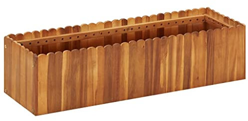 FIRBNUS Pflanzkübel 100x30x25 cm Massivholz Akazie Holz-Garten-Hochbeet Rustikalen Design Blumen- oder Kräuterbeet Mit Lattendesign Blumentopf ist Einfach zu Montieren Gartenpflanzgefäße