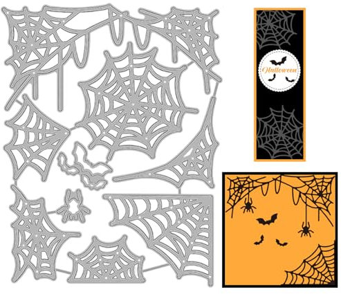 GLOBLELAND Halloween Spider Web Cutting Dies for DIY Scrapbooking Metal Halloween Bat Die Cuts Embossing Stencils Template for Paper Card Making Decoration Album Craft Decor